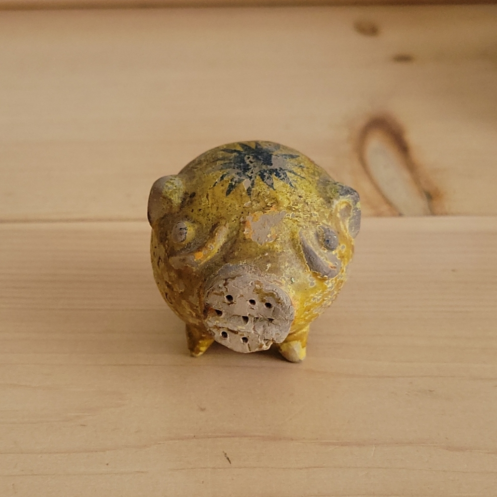 Vintage Wood Pig Salt Shaker Mexico